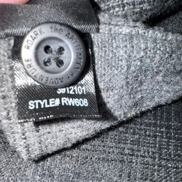 Roark Nordsman Classic Fit Charcoal Plaid Flannel Shirt Jacket w/ Elbow Patches - Picture 16 of 16